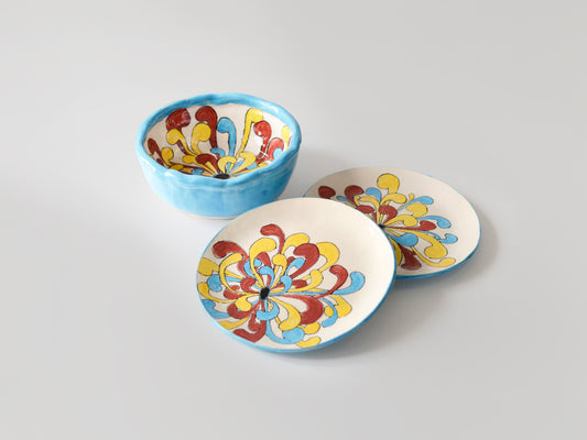 Set Cuenco y platos - Peonia tricolor