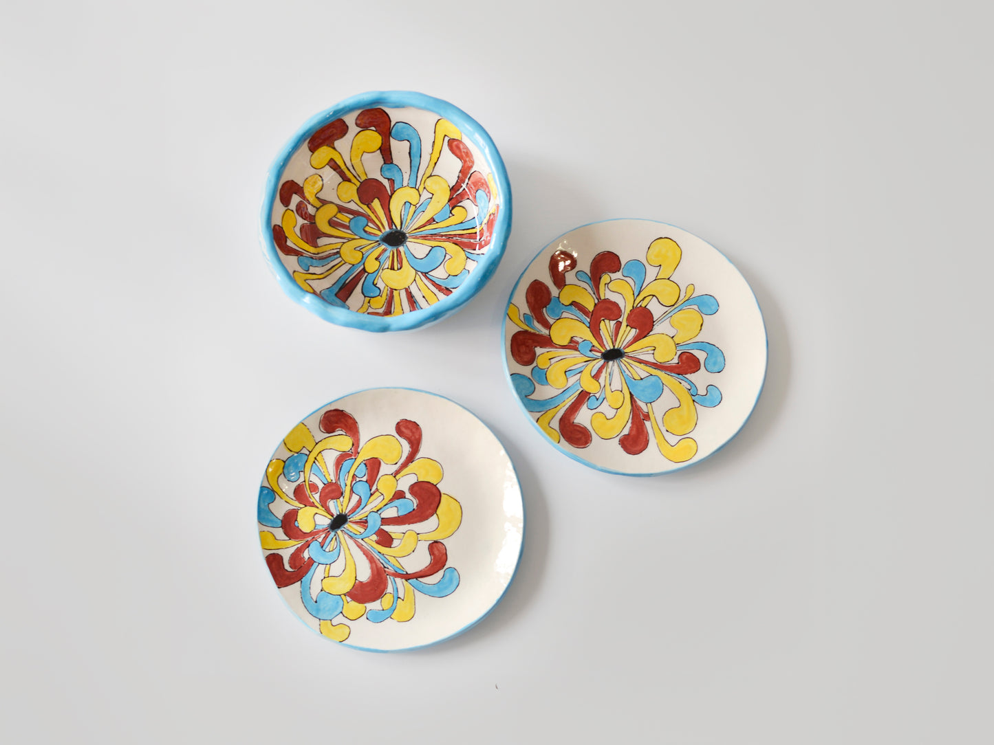 Set Cuenco y platos - Peonia tricolor