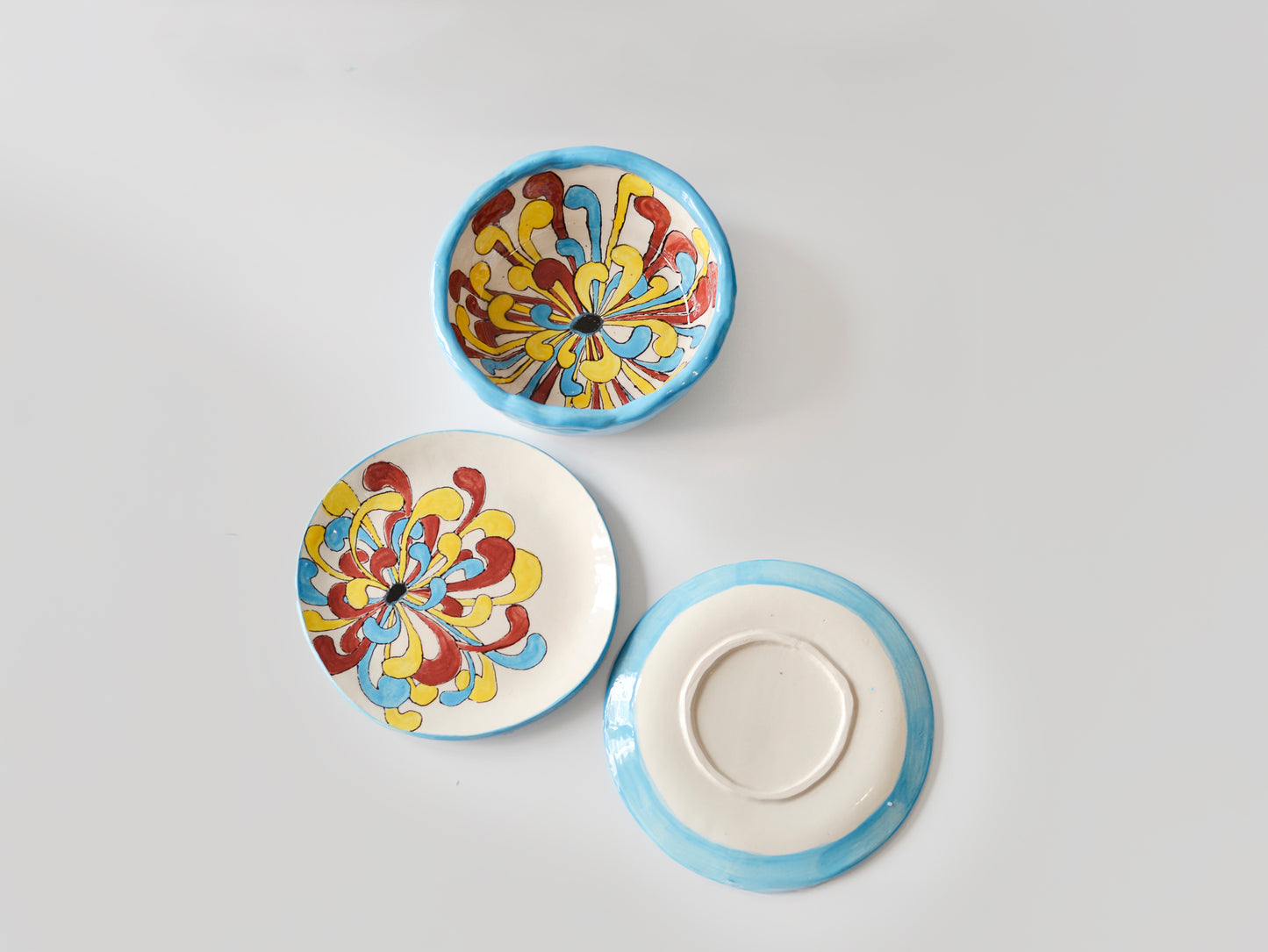 Set Cuenco y platos - Peonia tricolor