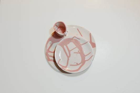 Set bandeja y platos - Topografías en rosa