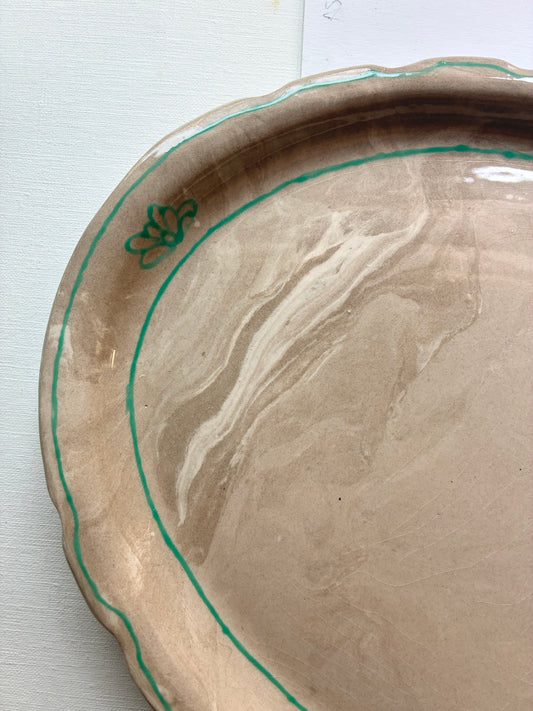 Bandeja oval Nerikomi detalle jade