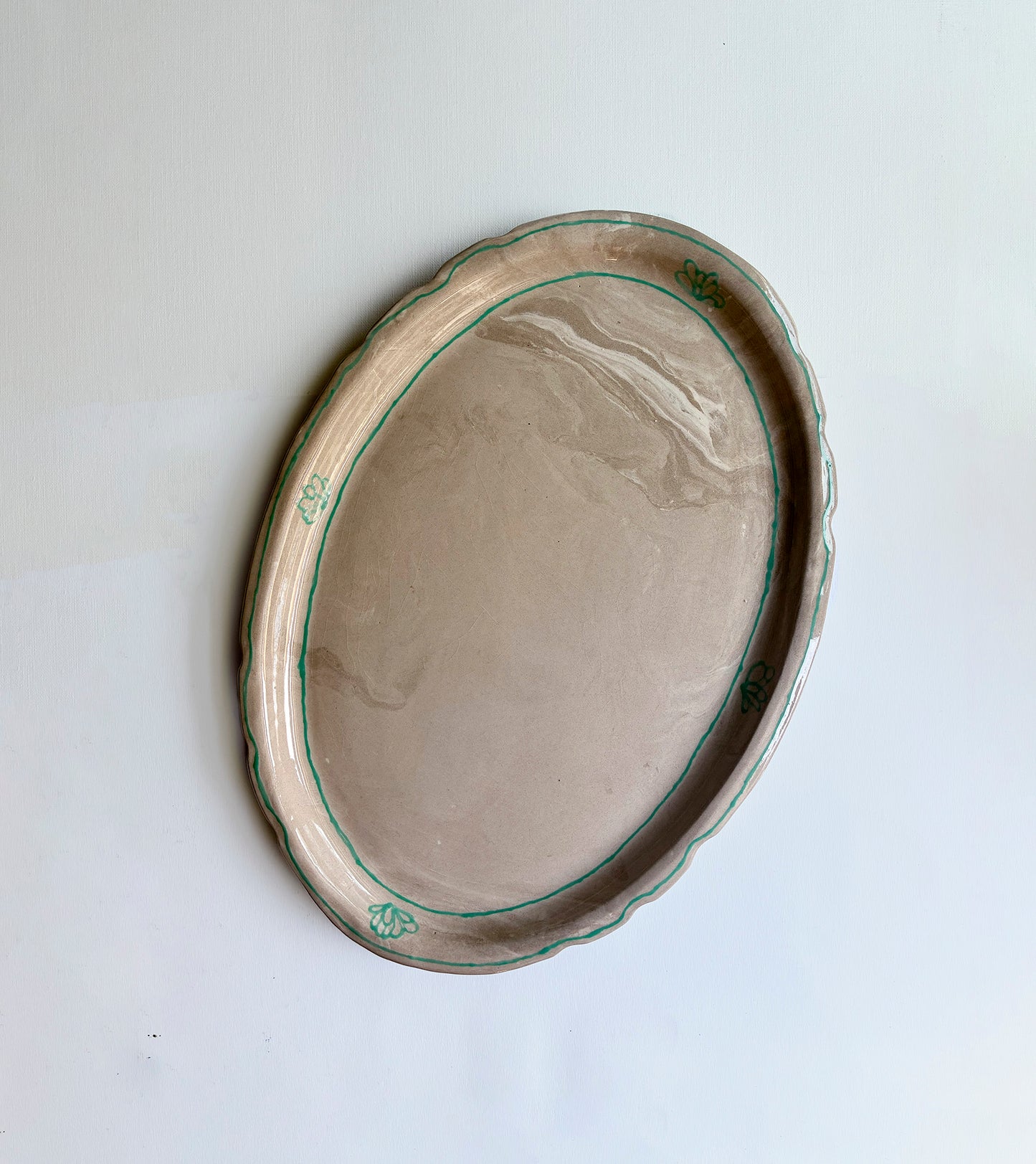 Bandeja oval Nerikomi detalle jade