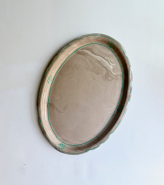 Bandeja oval Nerikomi detalle jade